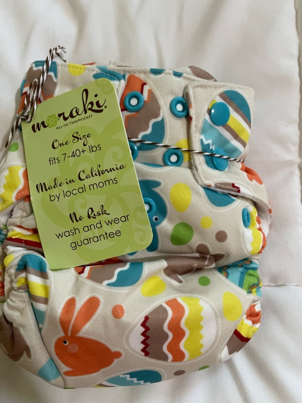 Moraki Kids All-in-Two Pocket Cloth Diaper - Colorful Easter Egg Print